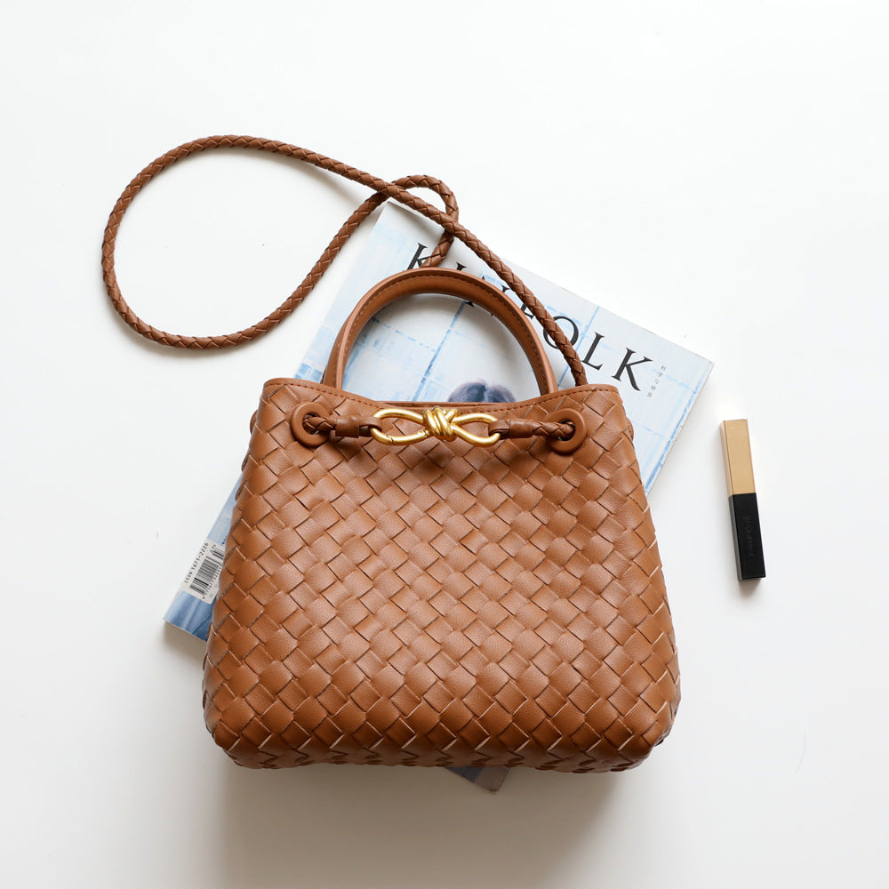 Women's Design Fashion Metal Knot Authentic Leather Bags