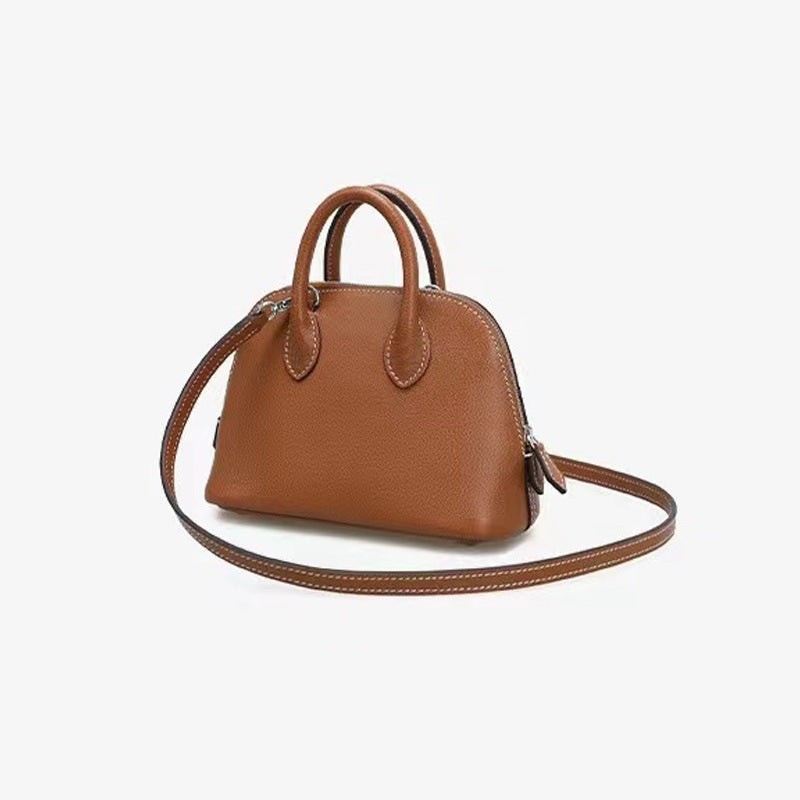 Women's First Layer Cowhide Shell Bowling Genuine Shoulder Bags