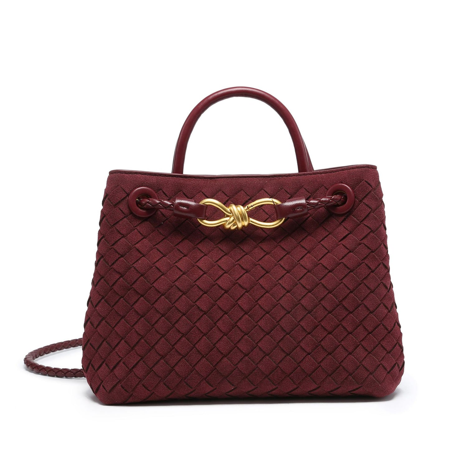 Women's Elegant Suede Vintage Bow Woven Shoulder Bags