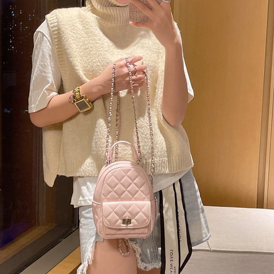 Women's High-grade Niche Rhombus Korean Fashion Chain Backpacks