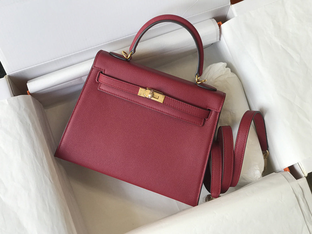 Women's Quality Palm Print Kelly Genuine Leather Shoulder Bags