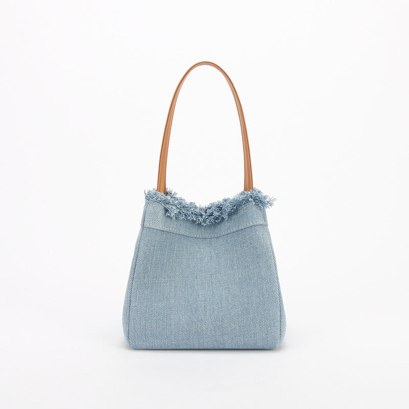 Women's Simple Denim Canvas Portable Fashionable Vegetable Shoulder Bags