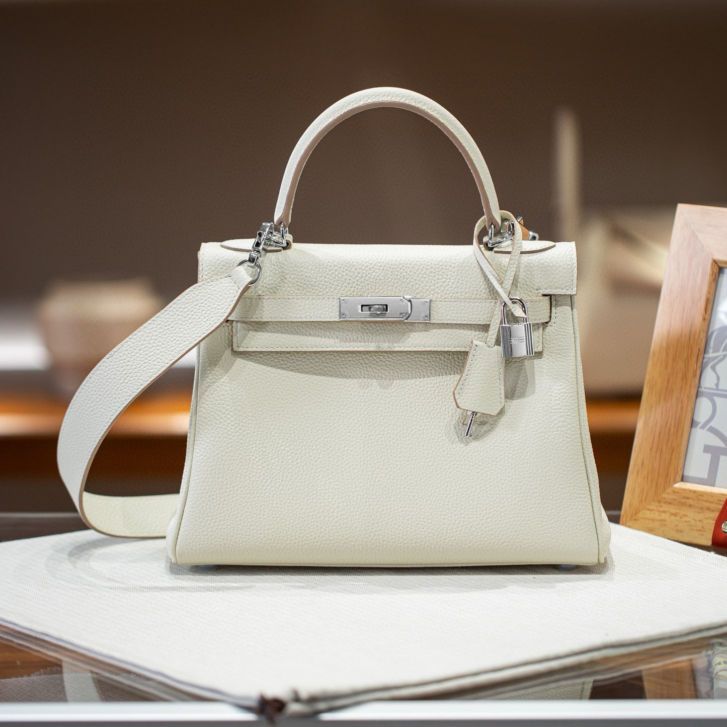 Women's Layer Cowhide Kelly Wide Strap High Handbags