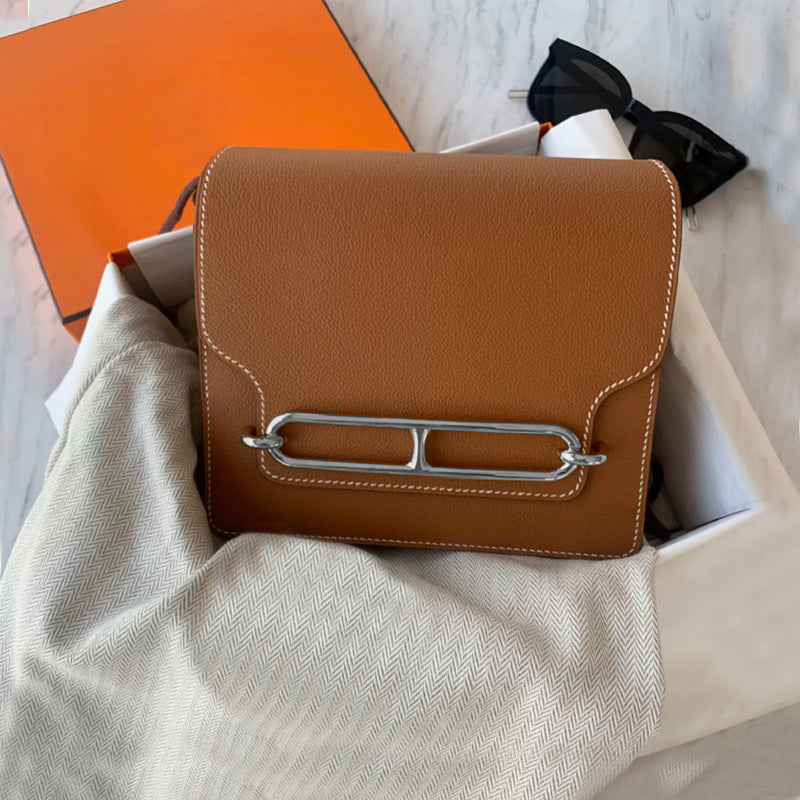 Trendy Classic Pig Nose Stewardess Cowhide Crossbody Bags