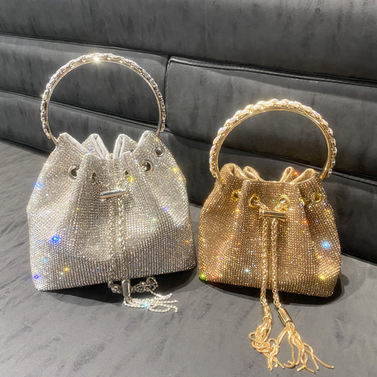 New Rhinestone Metal Clutch Tassel Chain Shoulder Bags