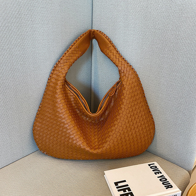 Women's Textured Woven Versatile Niche Trend Commuter Shoulder Bags