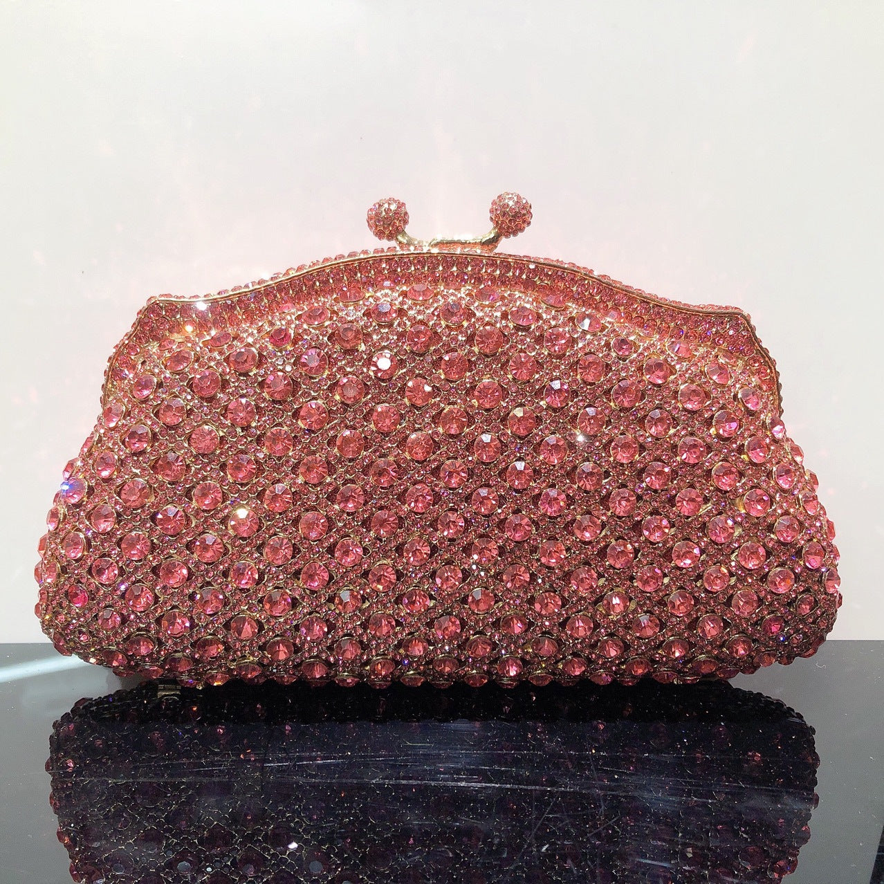 Women's Hollow Metal Diamond Plaid Banquet Crystal Evening Bags