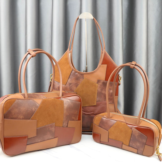 Series Boston Bowling Retro Patchwork First Shoulder Bags