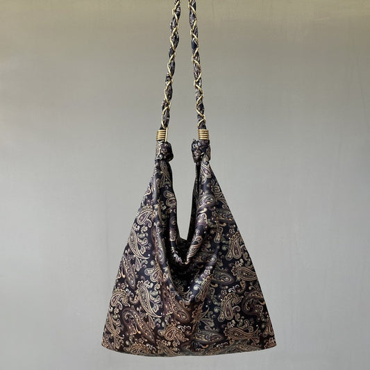 Women's Imported Silk Polyester Fabric Retro Large Shoulder Bags