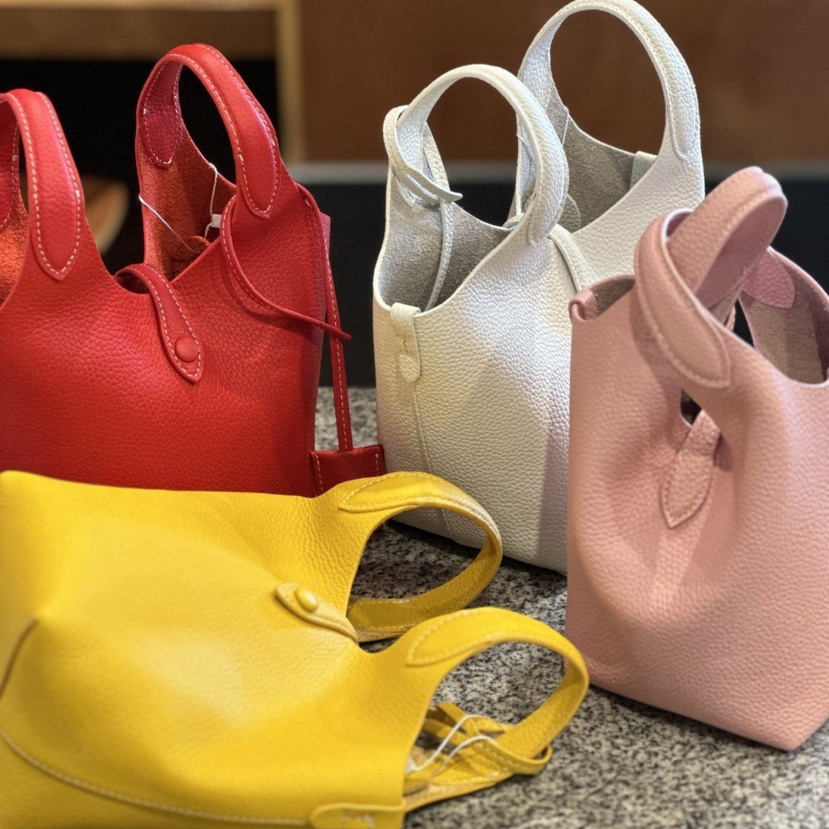 Layer Cowhide Vegetable Basket Large Capacity Bags