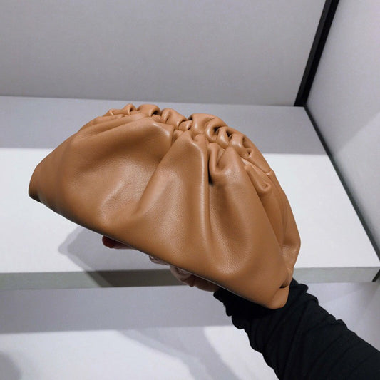 Women's Cloud Soft Leather Cow Dumpling Clutch Shoulder Bags