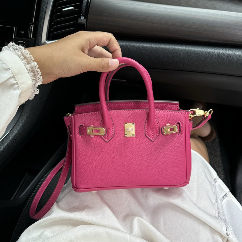 Women's Layer Cowhide Lychee Pattern Genuine Leather Handbags