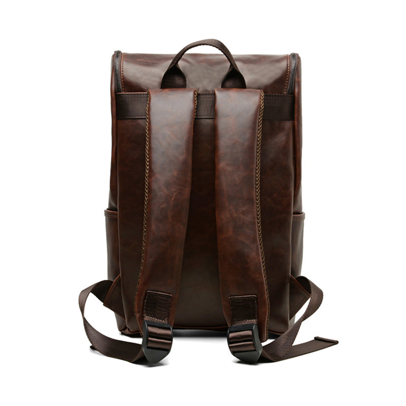 Men's Korean Leather Leisure British Retro Computer Backpacks