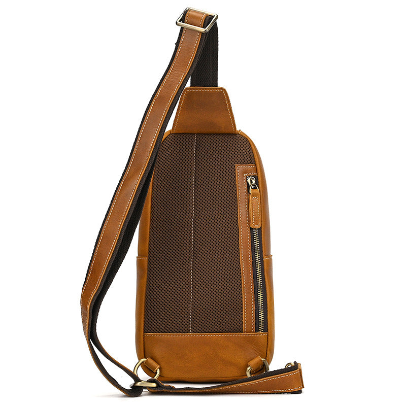 Men's Genuine Leather Retro Crazy Horse Cowhide Men's Chest Bags