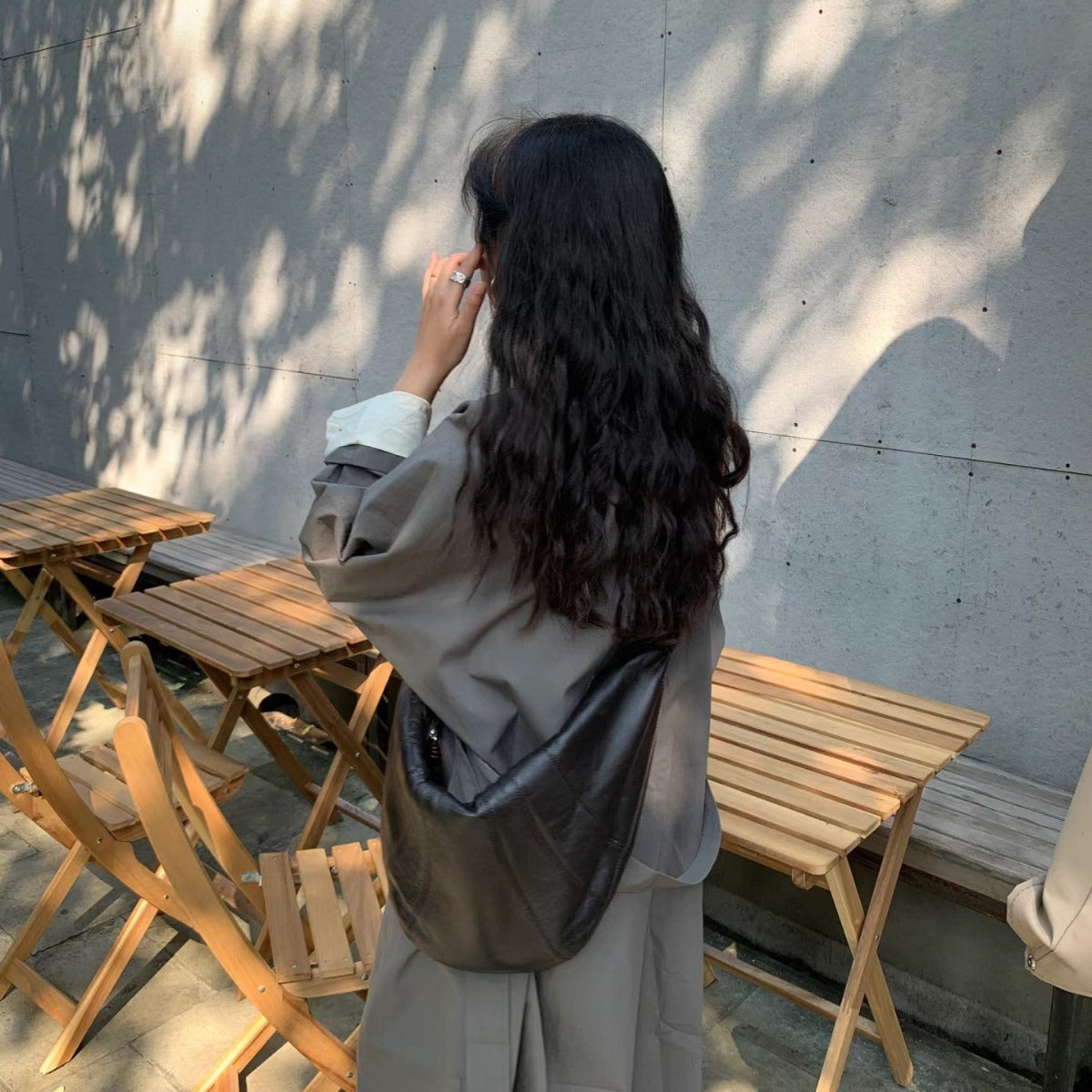 Women's High-grade Croissant Lambskin Dumpling Genuine Shoulder Bags