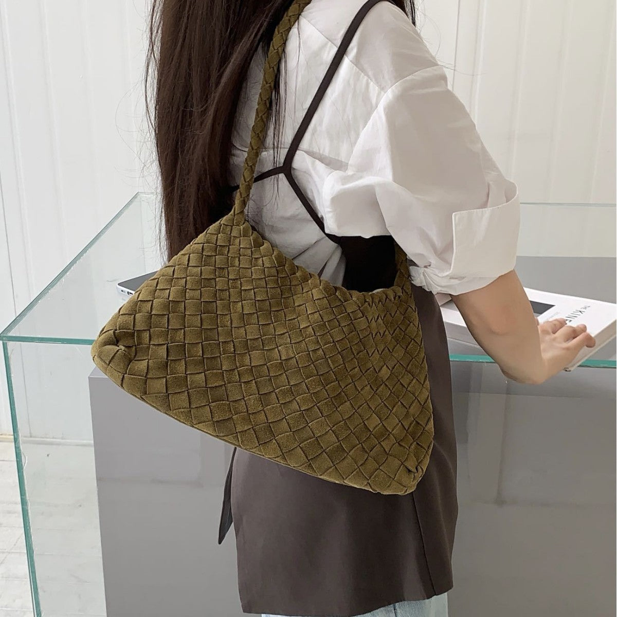 Women's First Layer Frosted Cowhide French Food Bags