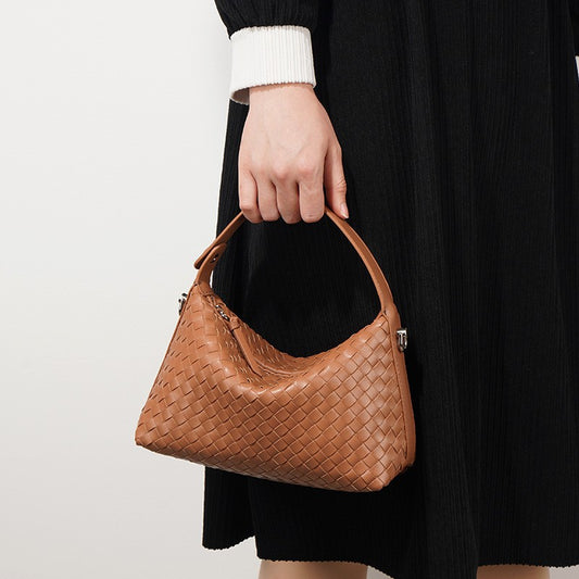 Women's Rhombus High-grade Fashion Authentic Leather Weave Handbags