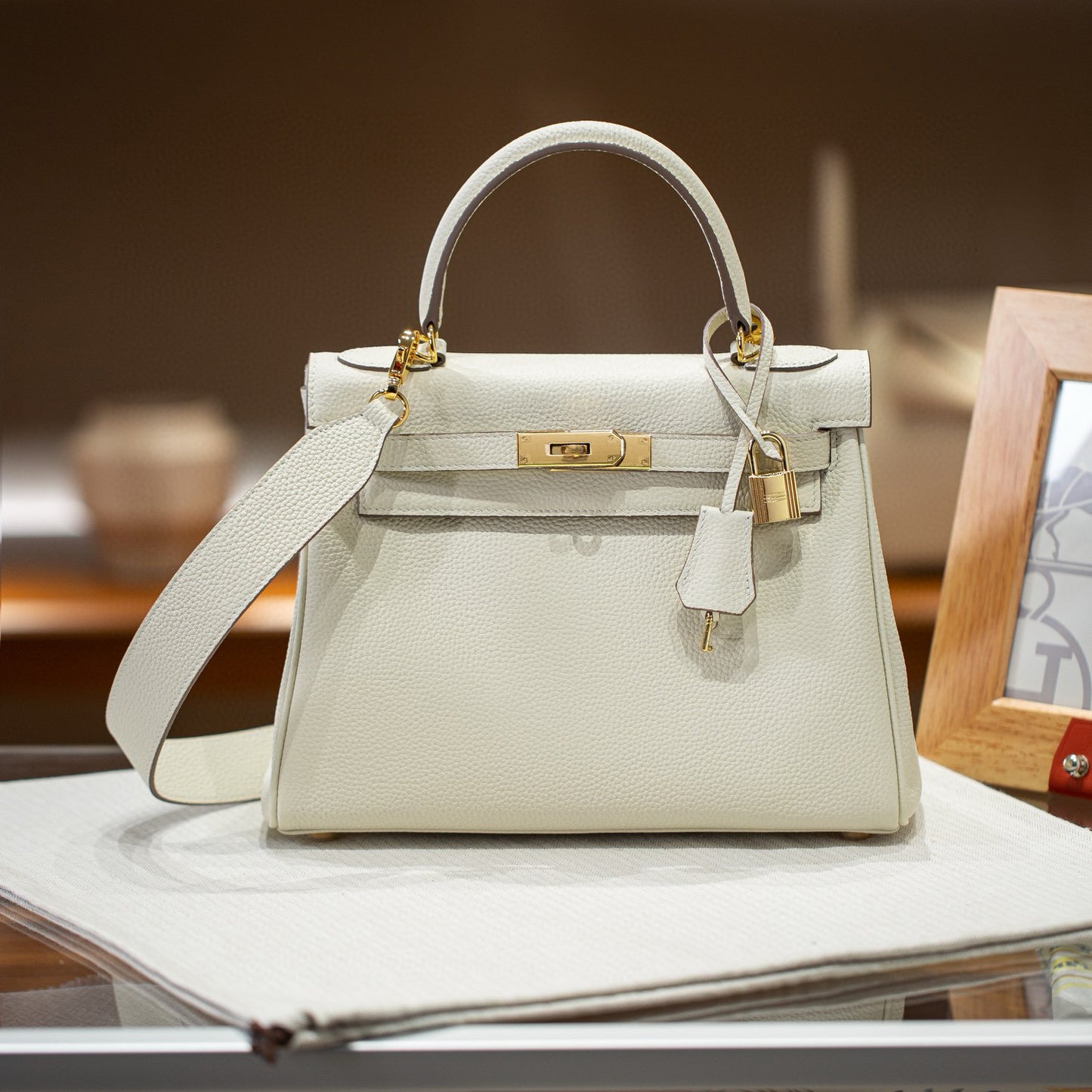 Women's Layer Cowhide Kelly Wide Strap High Handbags