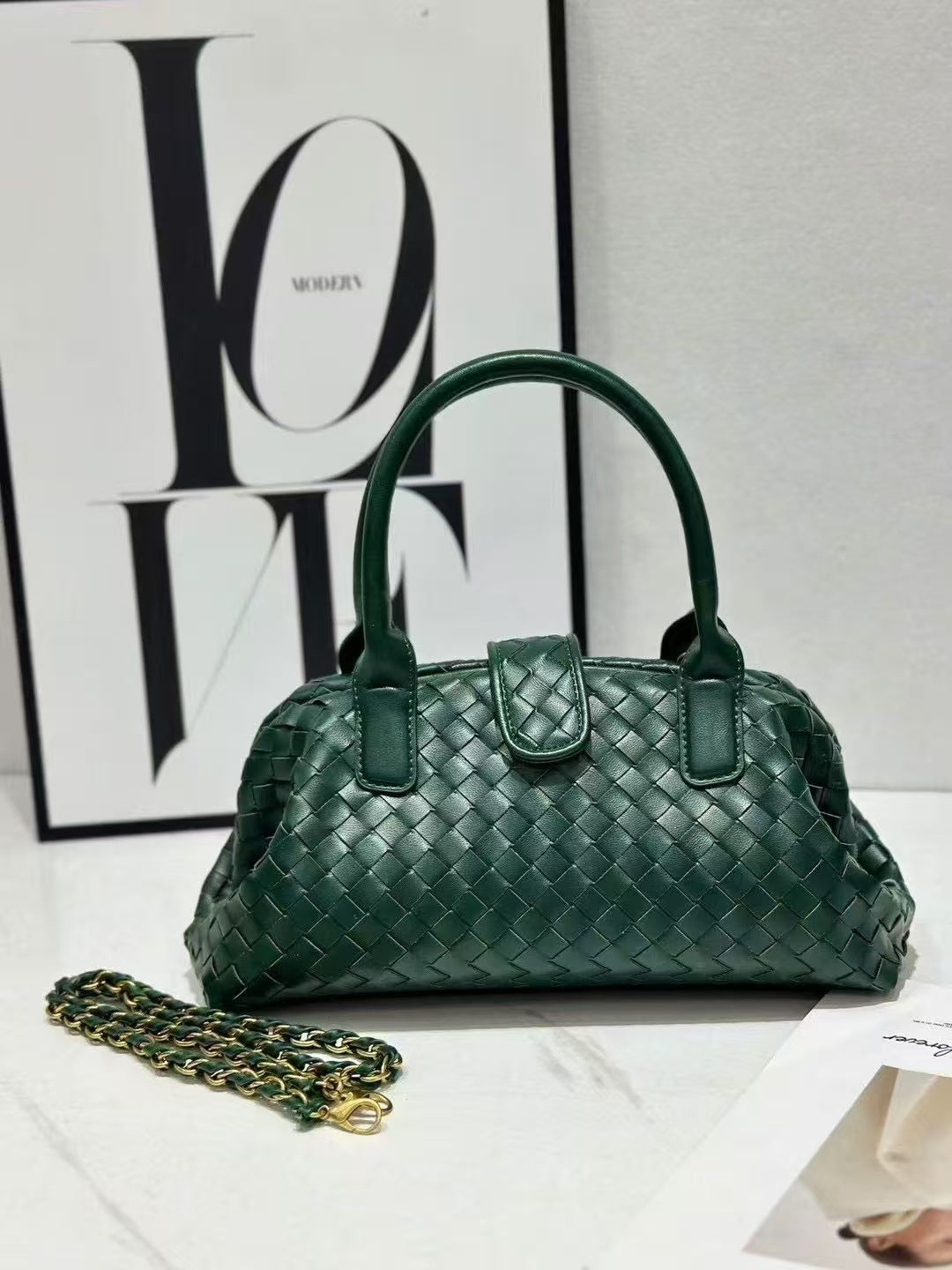 Women's Classic Retro Style Woven Bowling Simple Bags