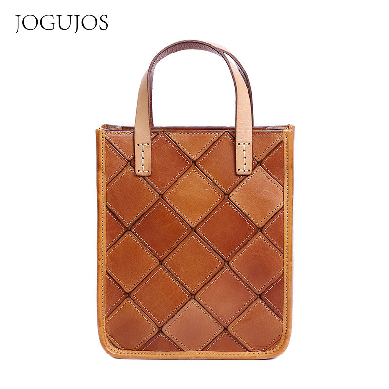 Women's First Layer Cowhide Vintage Stitching Genuine Shoulder Bags