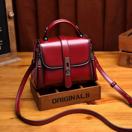 High Retro Textured Oil Wax Leather Bags