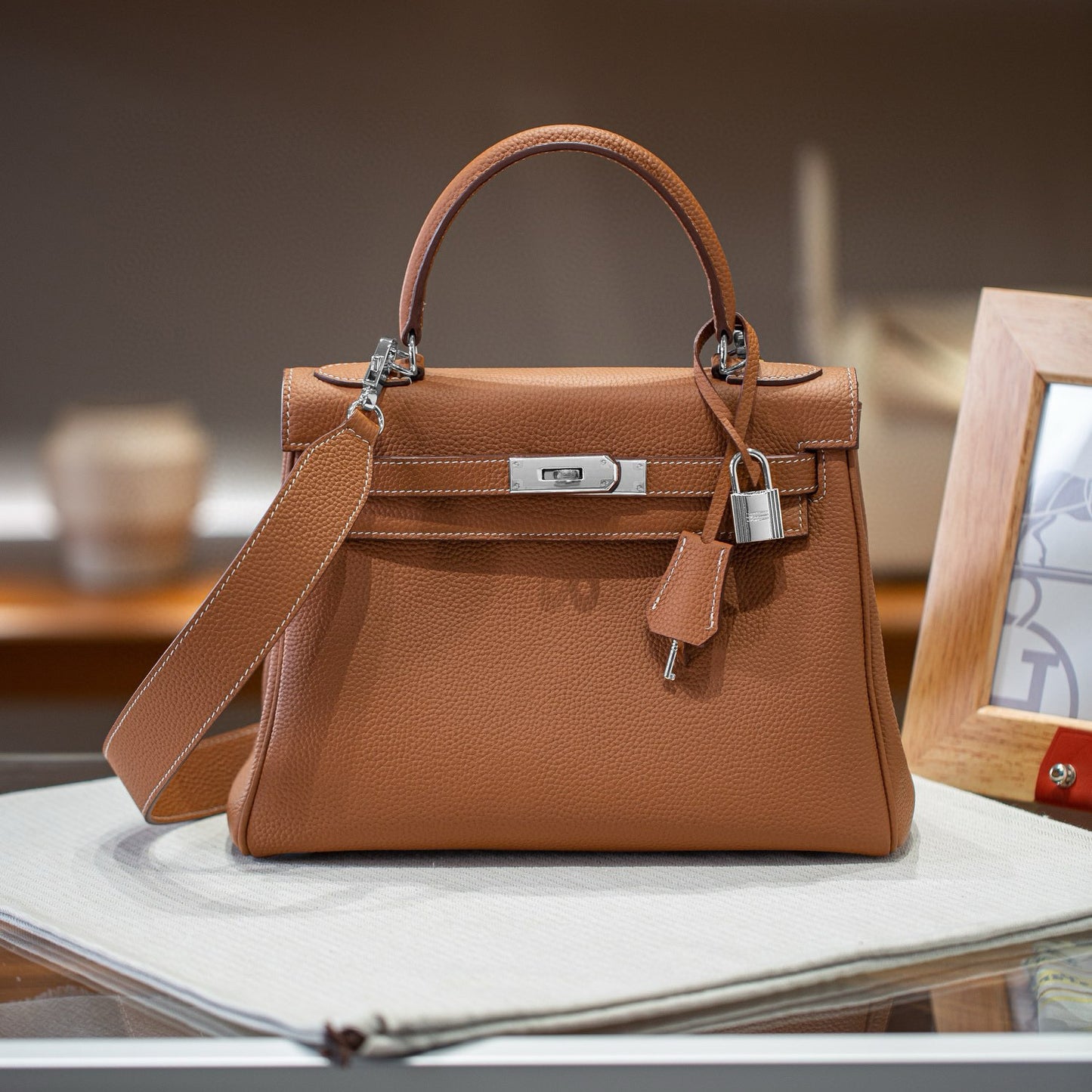 Women's Layer Cowhide Kelly Wide Strap High Handbags