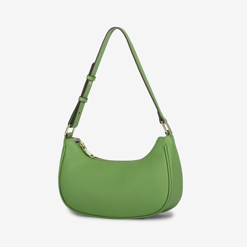 Women's Baguette Underarm Design Crescent Moon Saddle Genuine Shoulder Bags