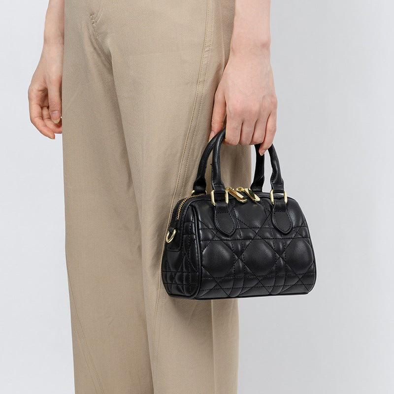 Genuine Leather Rhombus Boston Fashionable High-grade Crossbody Bags