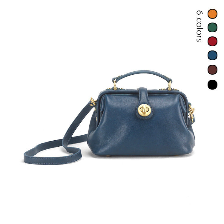 Women's First Layer Cowhide Doctor Portable Retro Crossbody Bags