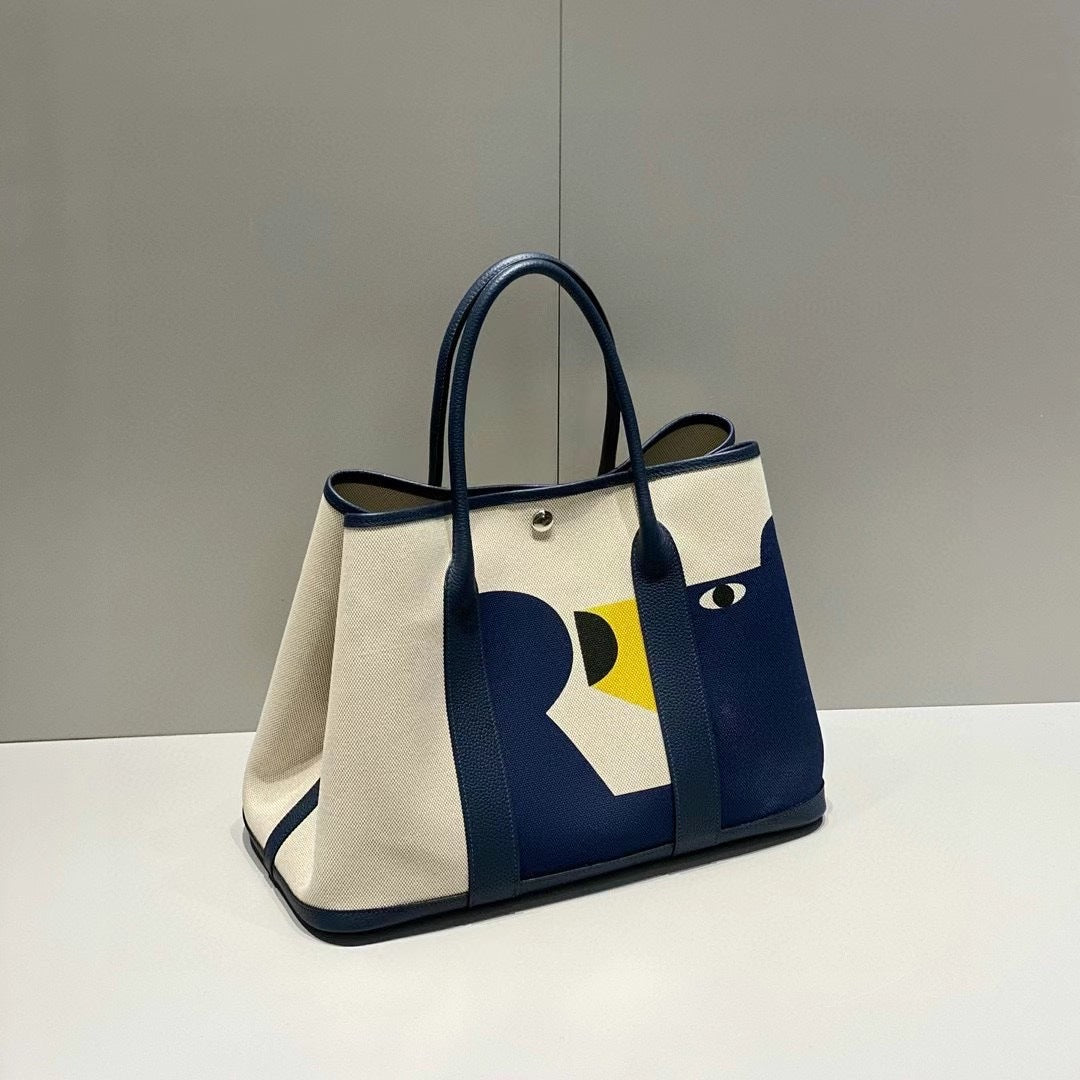 Inch Iti Painted Canvas Stitched Cowhide Large Shoulder Bags