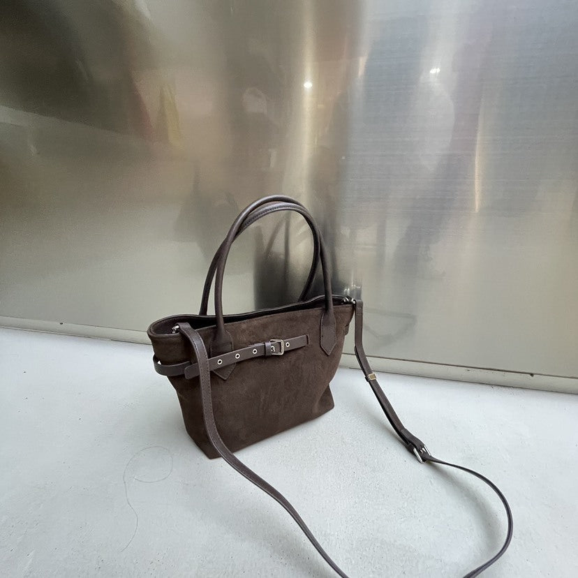 Women's Contrast Color Retro Cowhide Large Capacity Commuter Shoulder Bags