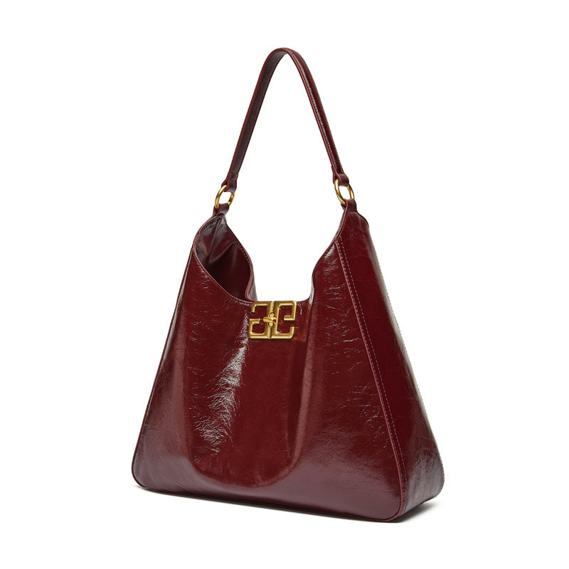 Women's First Layer Cowhide Underarm High-grade Portable Big Crossbody Bags