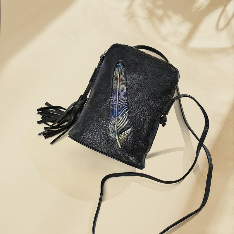 Women's Genuine Leather First Layer Cowhide Personality Crossbody Bags