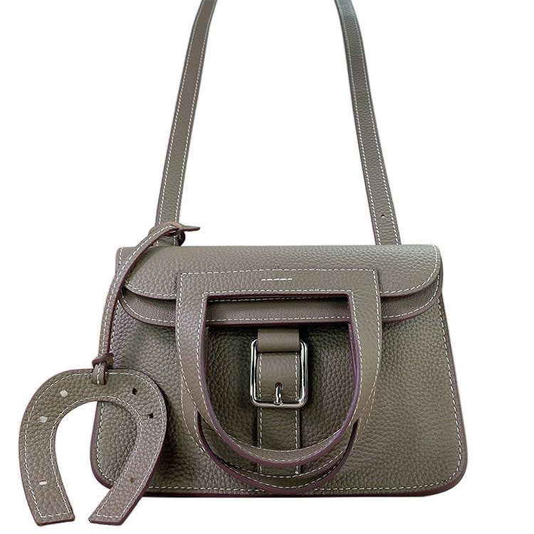 Women's First Layer Cowhide Leather Horseshoe Fashion Shoulder Bags
