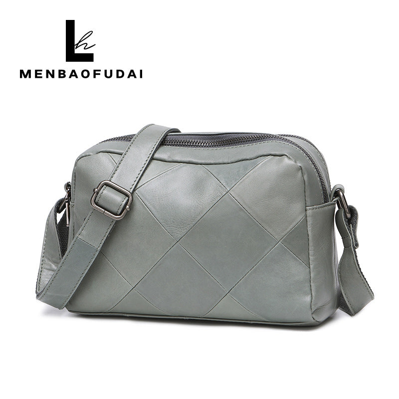 Women's Cowhide Leather First Layer Mouth Double Crossbody Bags