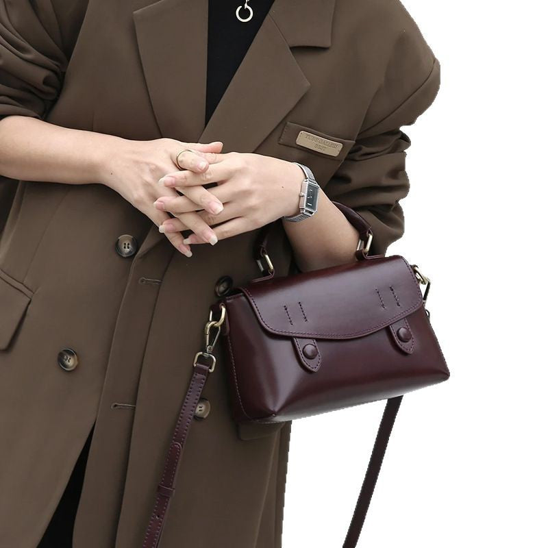 Women's First Layer Cowhide Fashion Vintage Leather Handbags