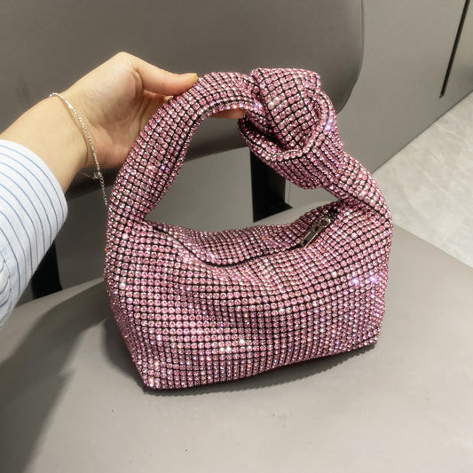 Women's Rhinestone Big Diamond Knotted Fashion Underarm Handbags