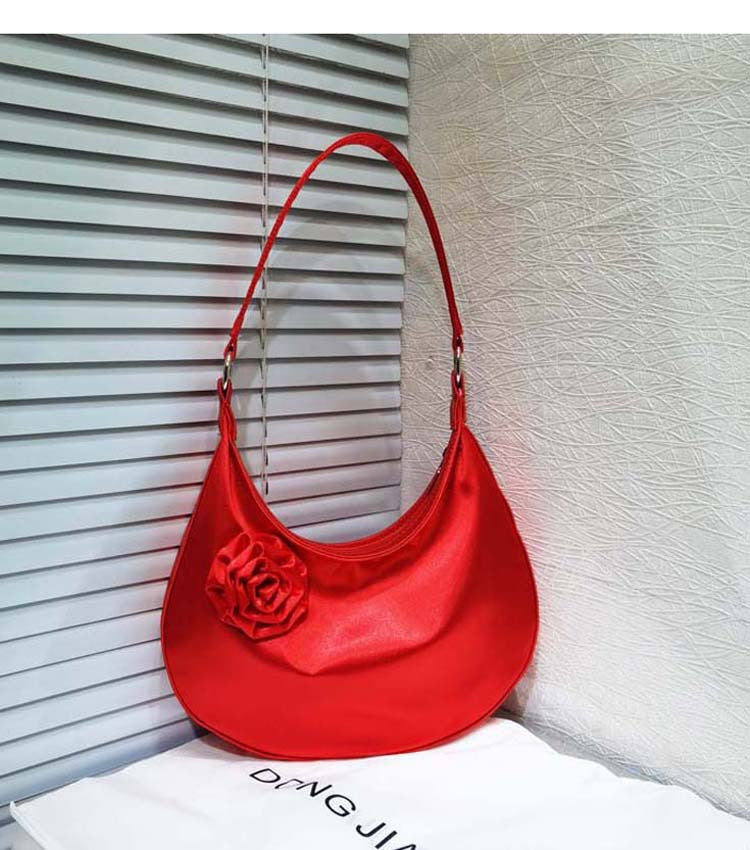 Women's Design Vintage Satin Selenodont Rose Flower Armpit Bags