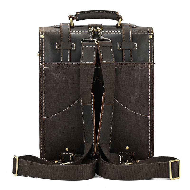 Men's Retro Crazy Horse Leather Top Layer Backpacks