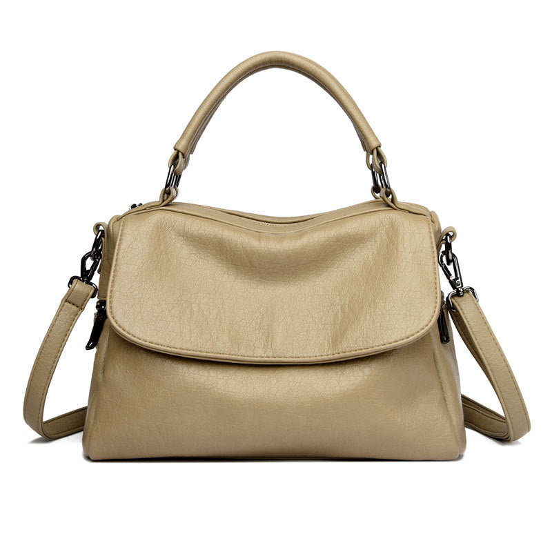 Women's Soft Leather Large Capacity Commuter Style Big Shoulder Bags