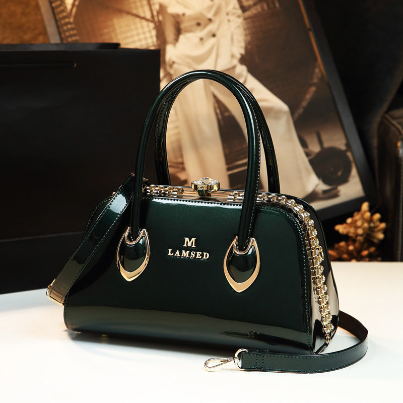 Women's Patent Leather Shiny Fashion Mom Personality Shoulder Bags