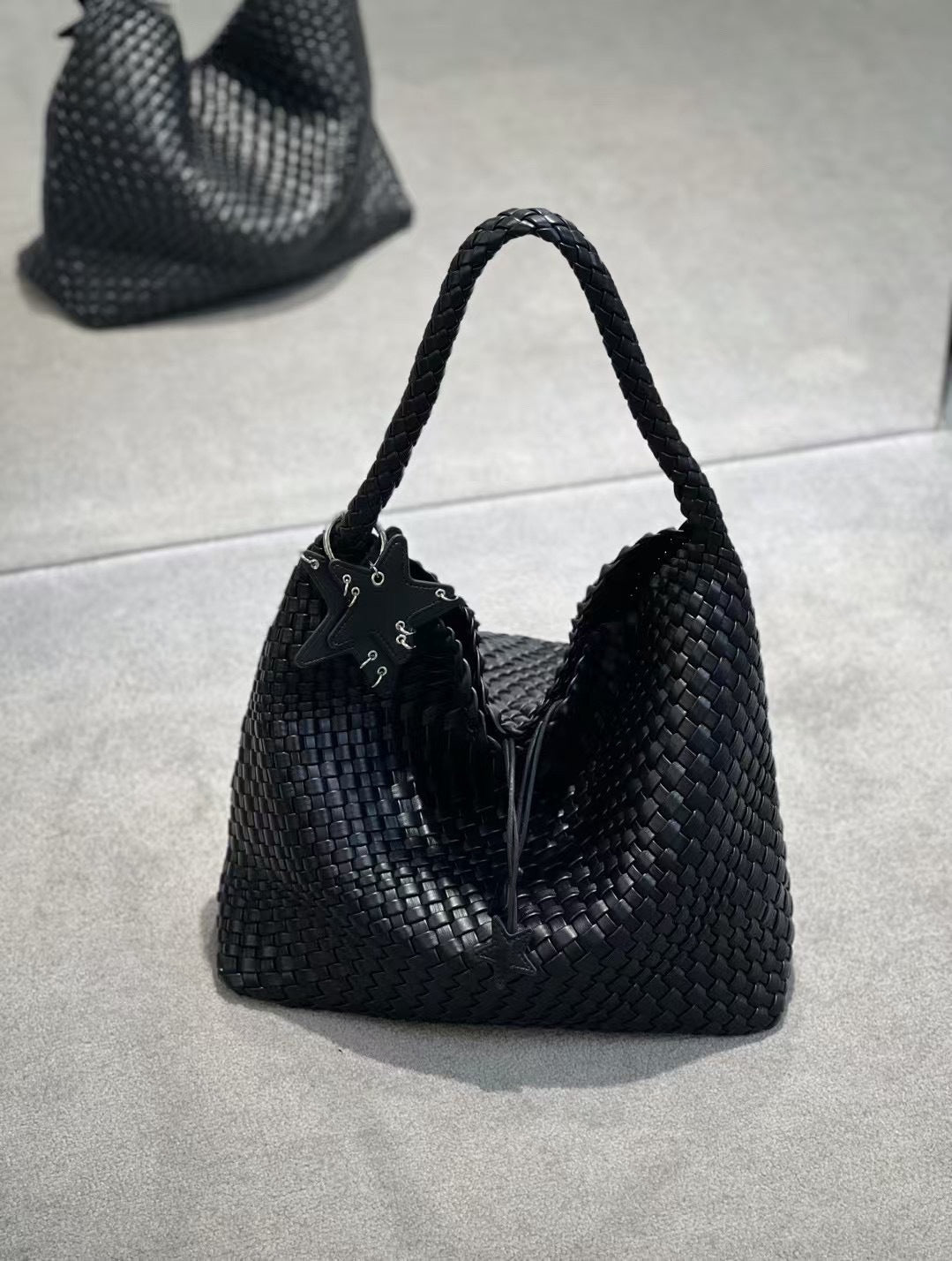 Woven Female Commuter Portable Underarm Genuine Tote Bags