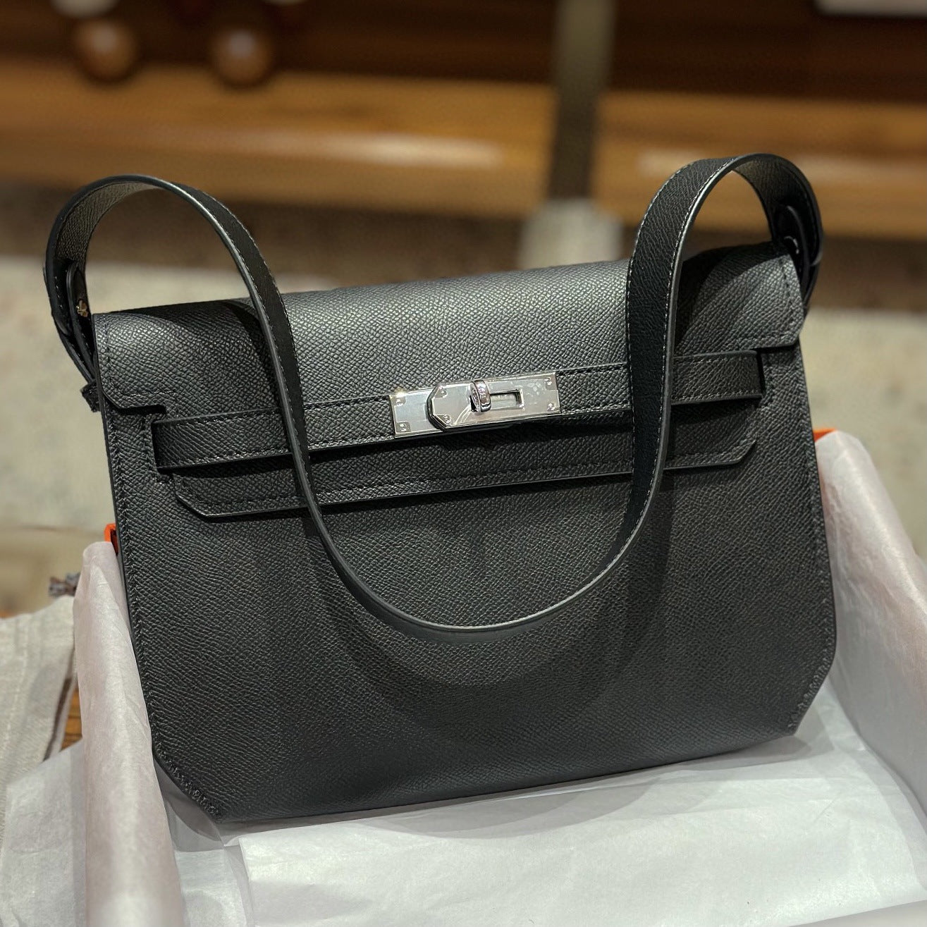 Leather Hand Palm Pattern Kelly Large Capacity Bags