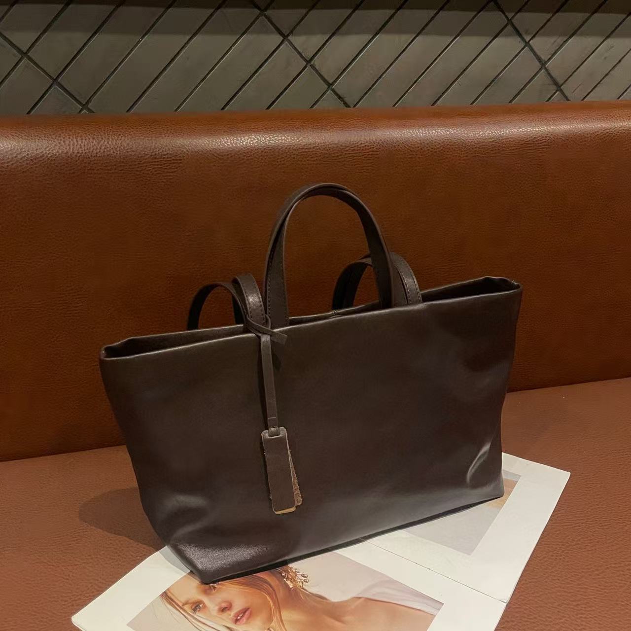 Layer Vegetable Tanning Leather Female Large Shoulder Bags