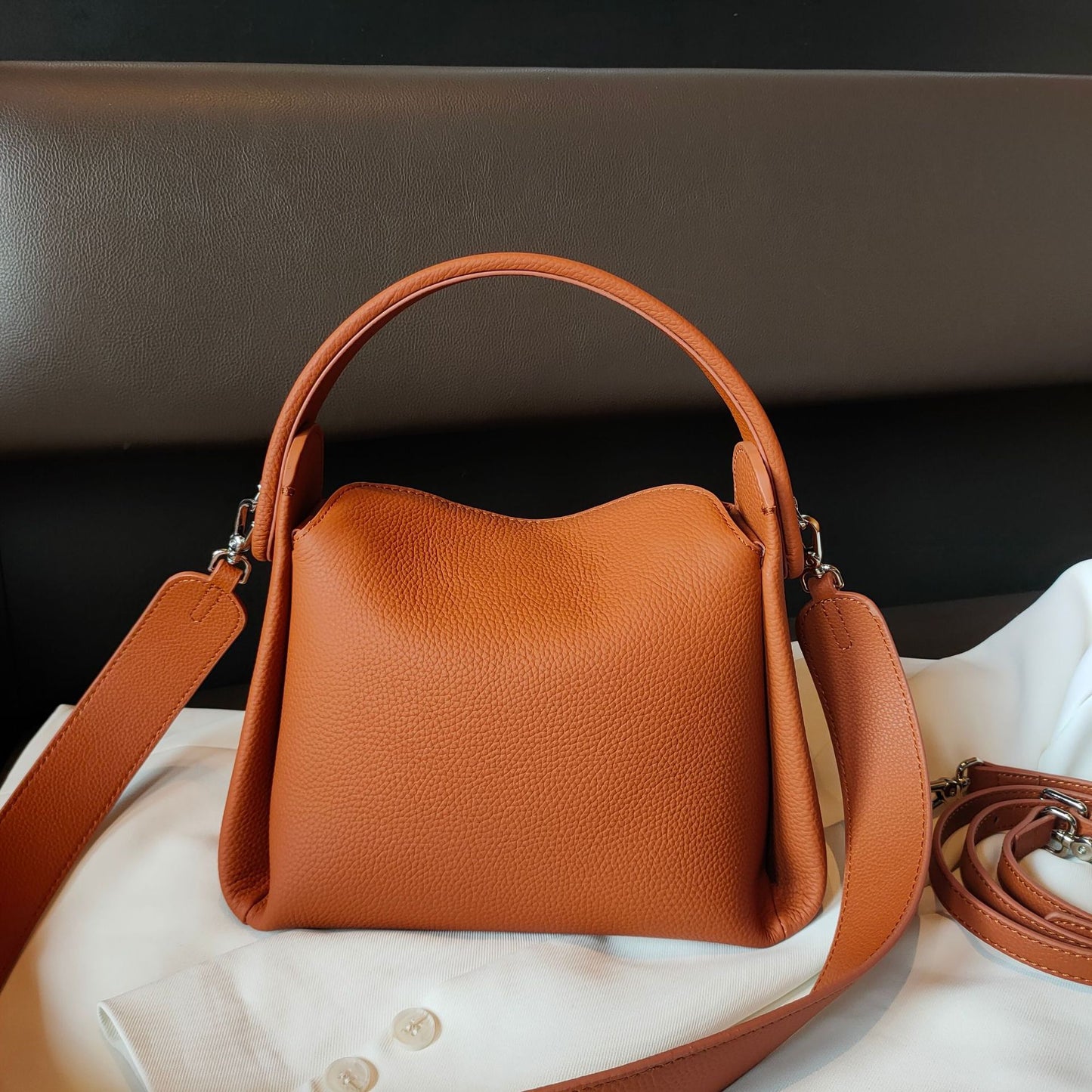 Women's Cigarette Design First Layer Cowhide Soft Handbags