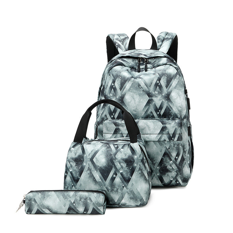 Women's Nordic Style Printed Three-piece Computer Mother Backpacks