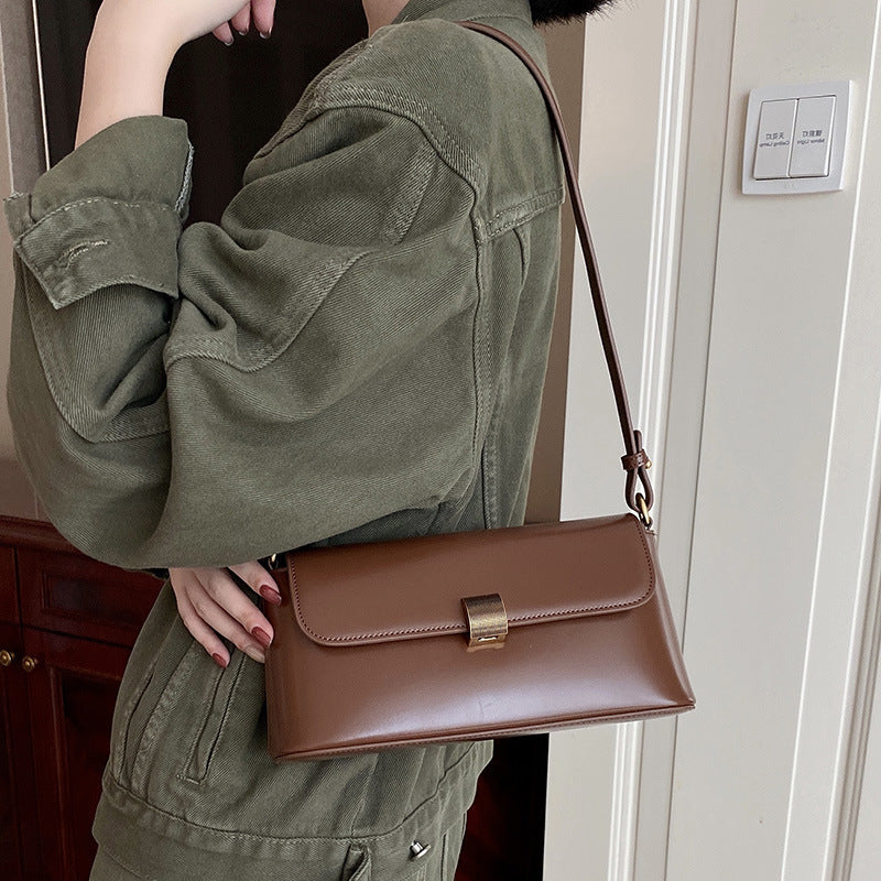 Women's Leather Fashionable Retro Underarm Baguette Shoulder Bags
