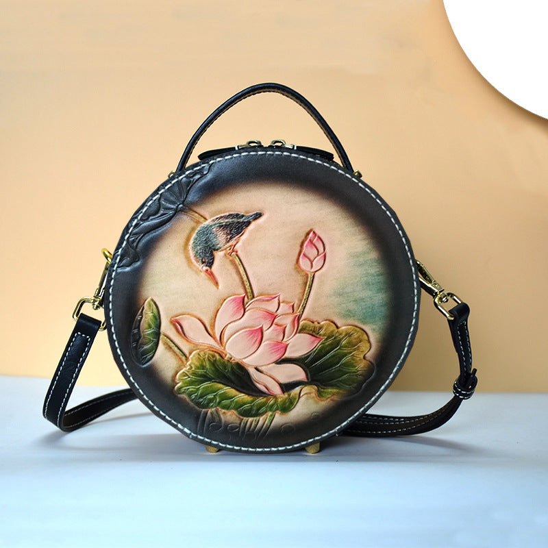Women's Leatherworker Summer Round Design Sense Niche Crossbody Bags