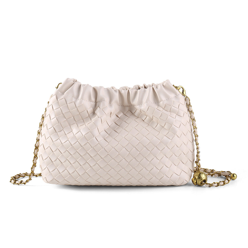 Simple Design Texture Woven Exquisite Chain Golden Bags