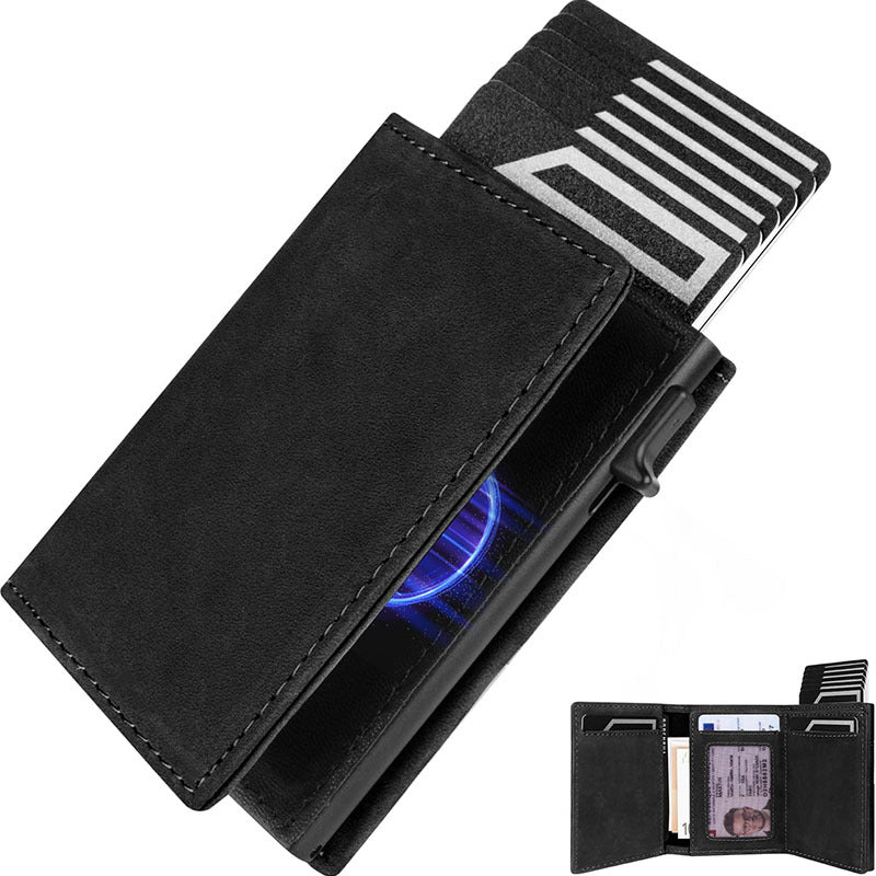 Men's Magnetic Retro Crazy Horse Leather Simple Men's Wallets